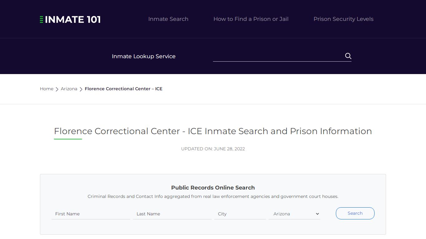 Florence Correctional Center - ICE Inmate Search ...