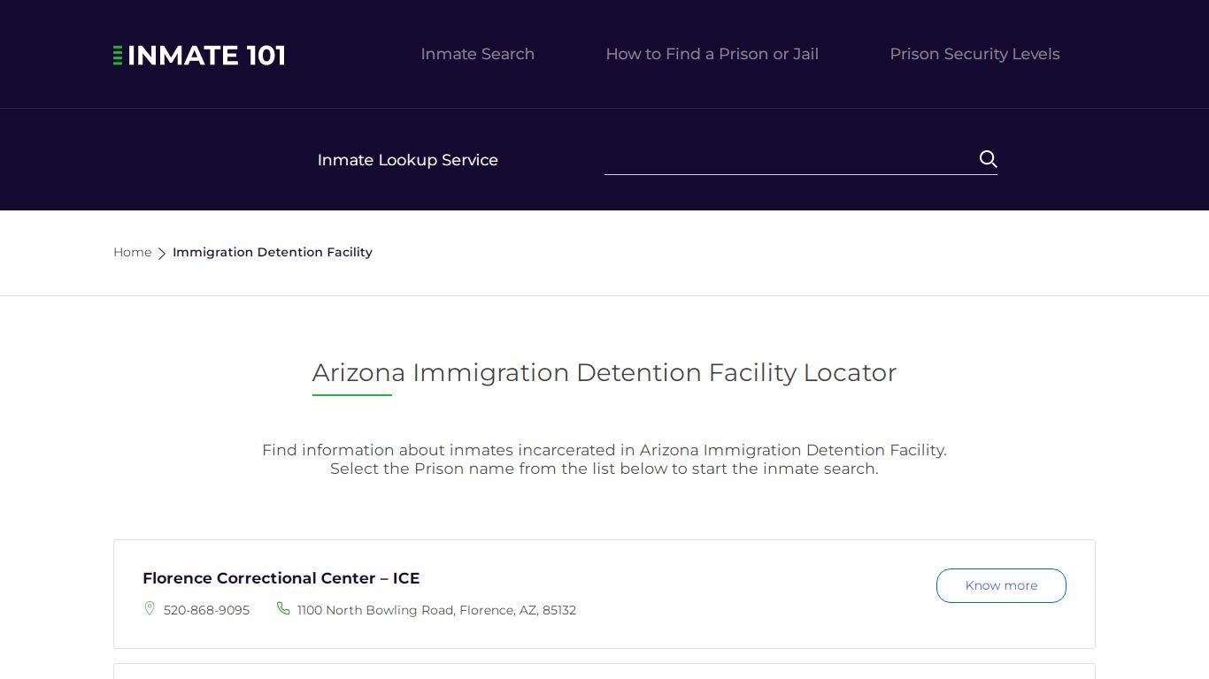 Arizona Immigration Detention Facility Inmate Search ...